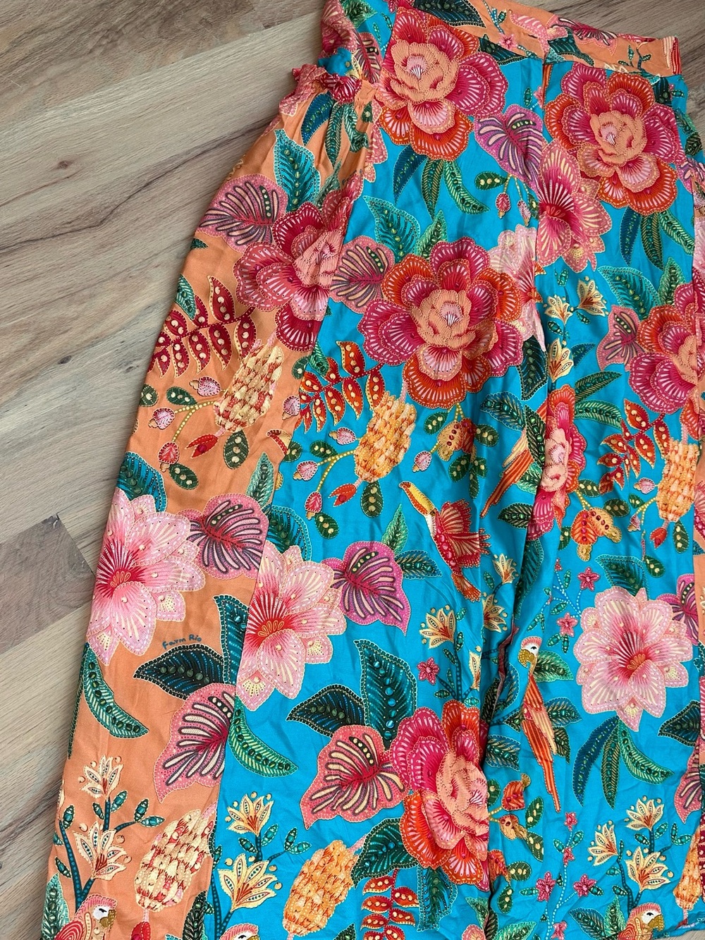 FARM Rio Teal & Coral Floral Pants - Picture 3 of 6
